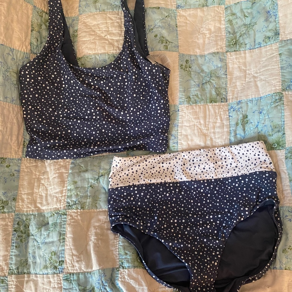CALIA by Carrie Underwood Polka Dot Two-piece swimsuit tankini